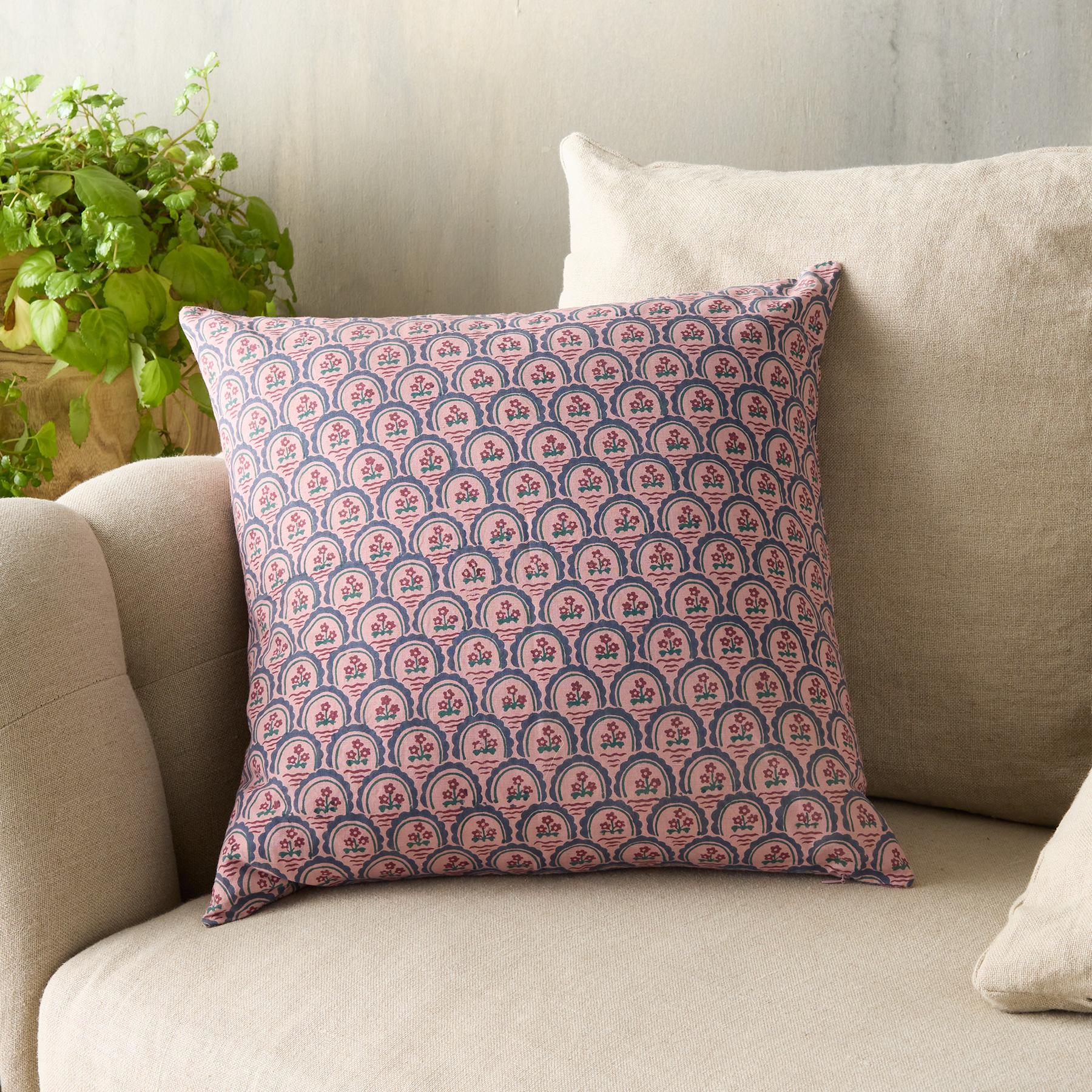 Premium Floral Path Block Print Pillow